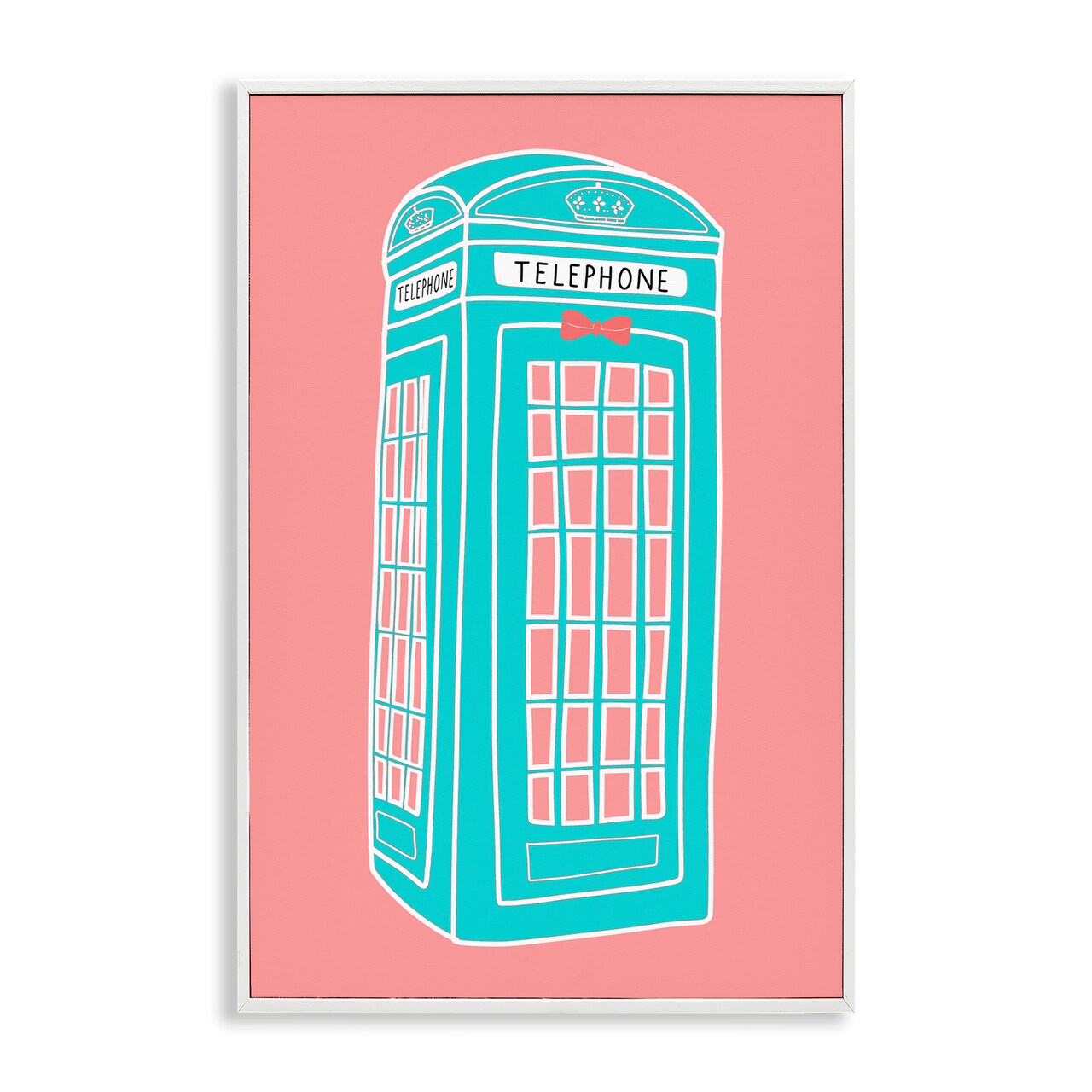 Stupell Industries Pastel Telephone Booth Framed Giclee Wall Art Design by Jen Bucheli